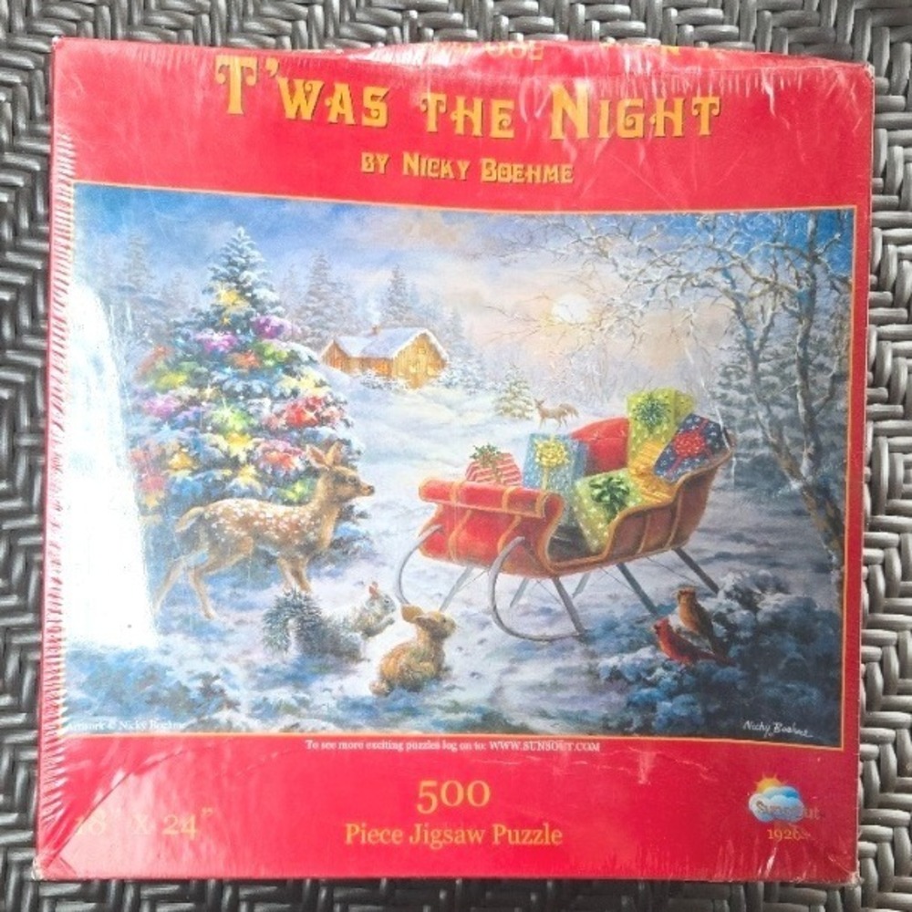 SunsOut Twas the Night Nicky Boehme 500 Piece Jigsaw Puzzle 18x24 Christmas